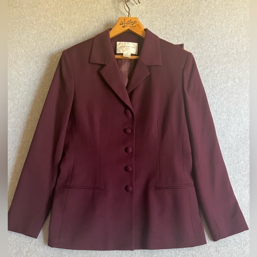2 pcs Jones New York suit skirt jacket 8 blazer wool pleated midi - Picture 2 of 14